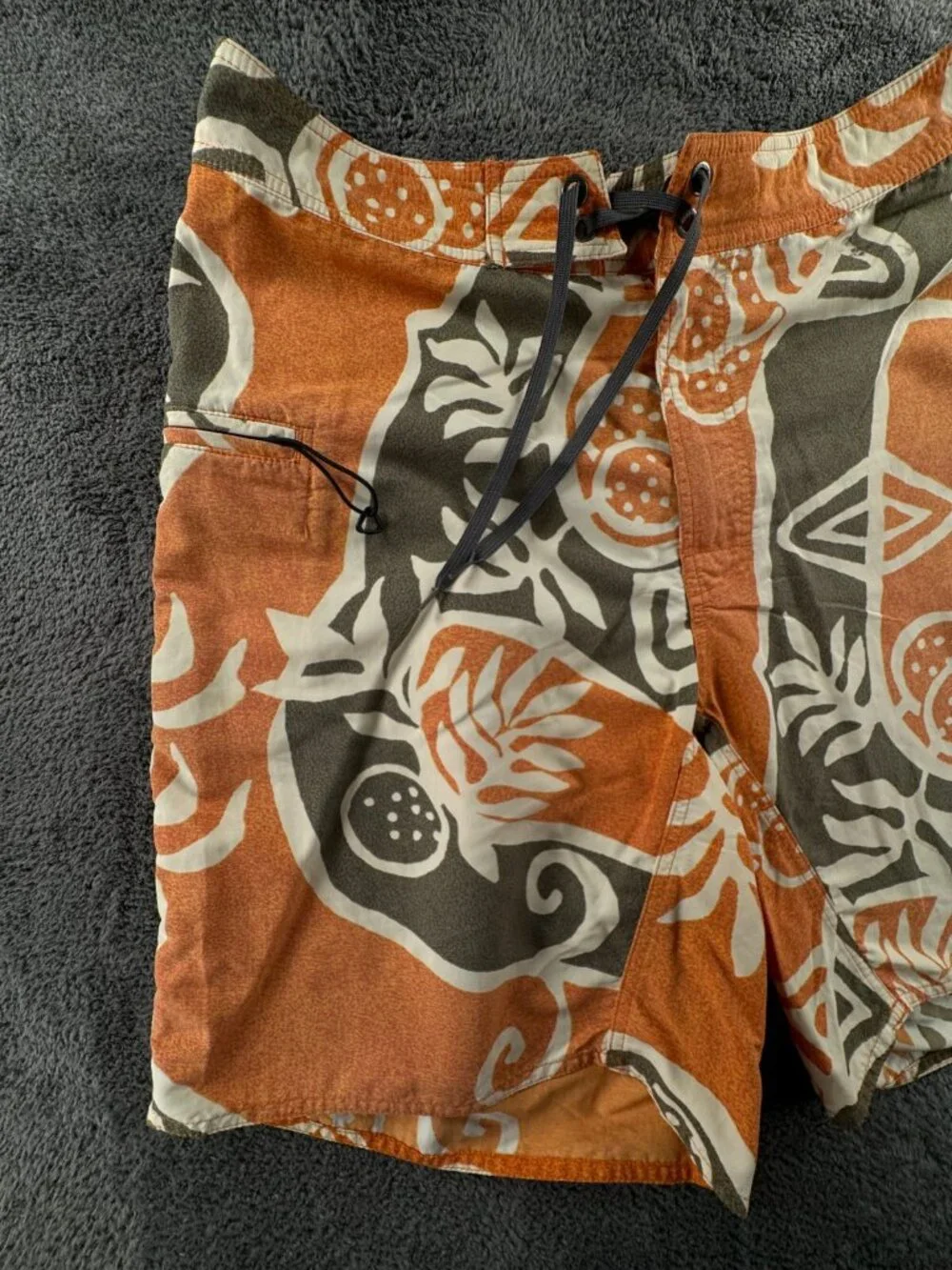 Patagonia Swim Trunk Men Board Shorts Adult Swimming Size 34 Orange Tiki Floral